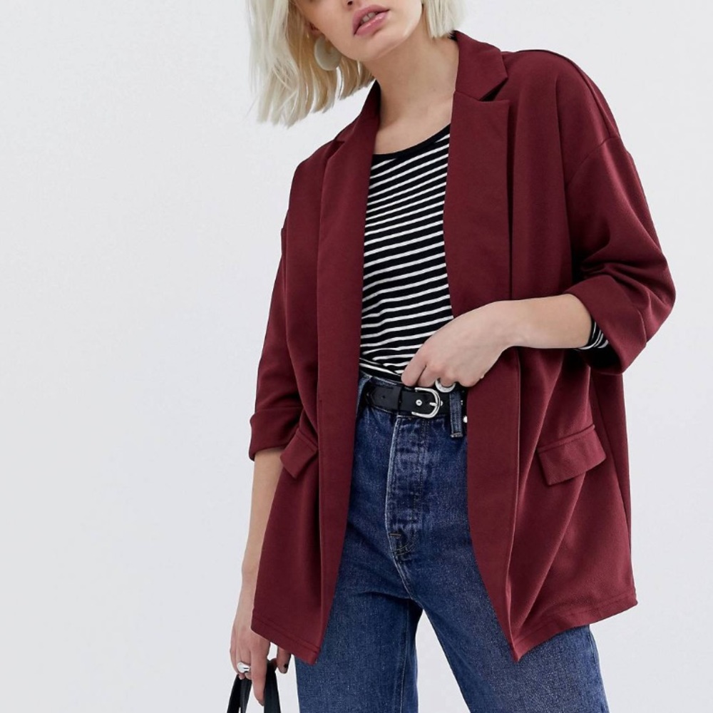 ASOS Design Easy Relaxed Blazer in Textured Jersey